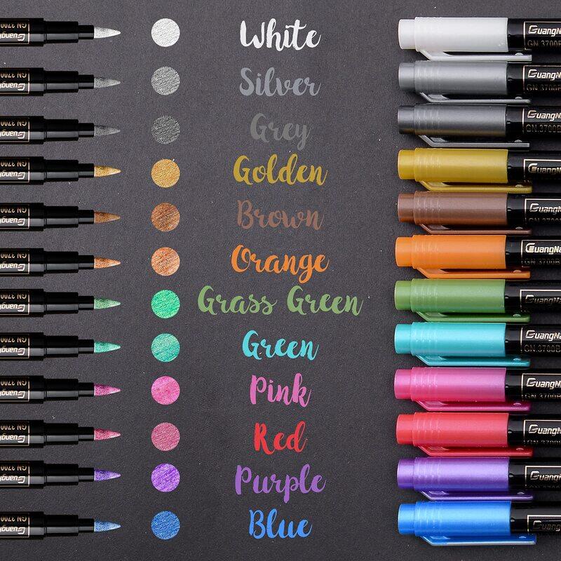 

Generic Metallic Marker Acrylic Paint Pens, 12 Pieces, Multicolour