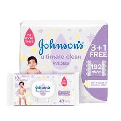 Johnson's Baby Ultimate Clean Wipes, 4 x 48 Sheets, White