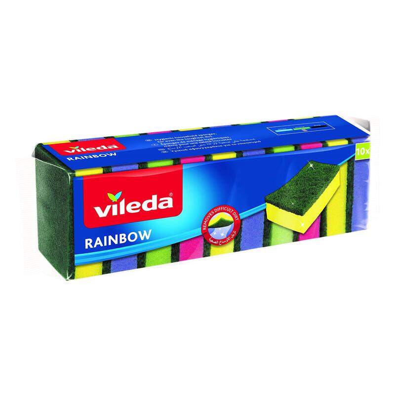 

Vileda Rainbow Med Foam Dish Washing Scourer Sponge, 10 Pieces