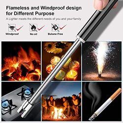 USB Rechargeable Electric Flameless Windproof Arc Plasma Lighter for BBQ Gas Stove Candle Fireworks, ARCL001, Black