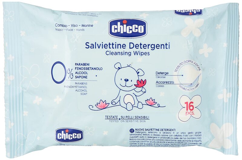 Chicco Cleansing Wipes, 16 Pieces, Blue