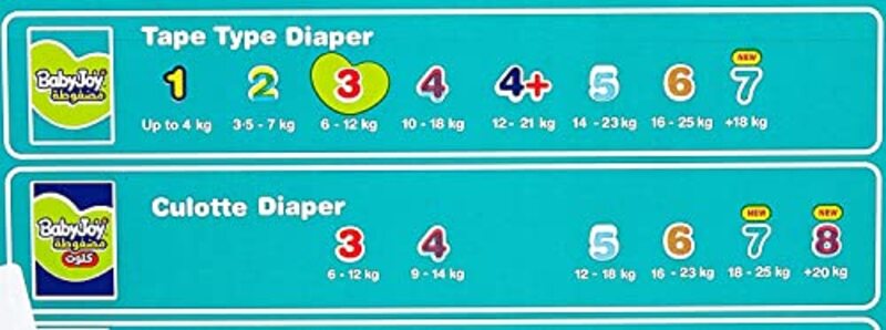 Baby Joy Compressed Diamond Pad Diaper, Size 3, 6-12 Kg, 104 Count