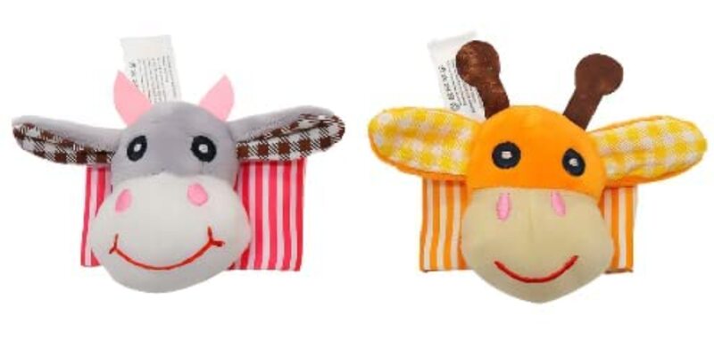 Pyebe 4-Piece Cute Animals Soft Baby Wrist and Foot Finder Socks Rattles