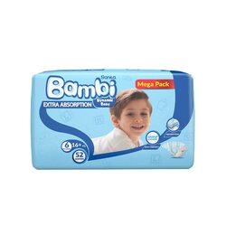 Sanita Bambi Baby Diapers, Size 6, 16+ Kg, 52 Count