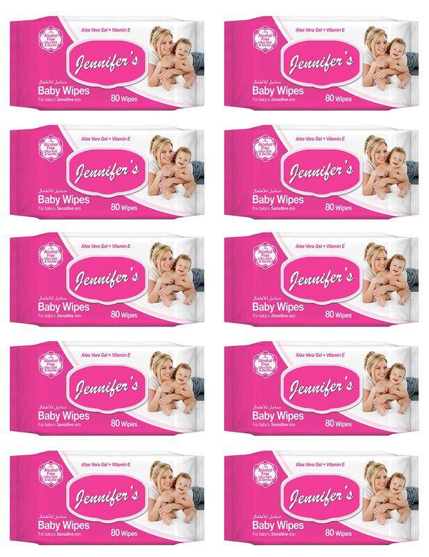 

Jennifer's Baby Wipes, 10 x 80 Pieces, White