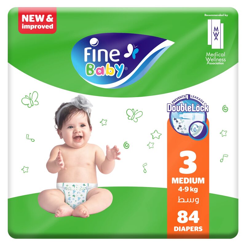 Fine Baby Diaper, Size 3, 4-9 Kg, 84 Count