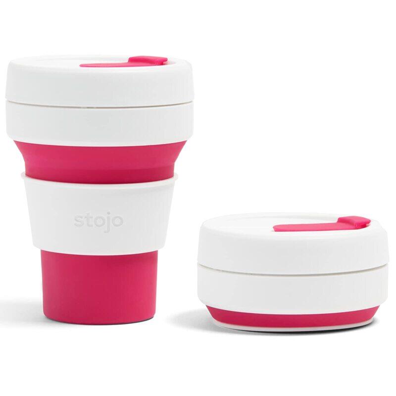 

Stojo 355ml Silicone Collapsible Coffee Cup, White/Pink