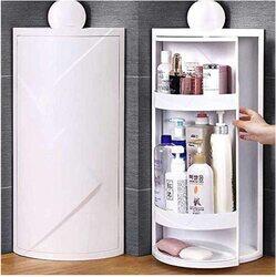 Microwave Woven Rack Bathroom Corner Shelf 3 Tier Shower Storage Multi-Function 360 Rotating Shelf Bathroom Kitchen Storage Rack, White