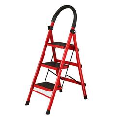 ZXL 3 Step Folding Step Stool/Ladder with Soft Handgrip, Wide Pedal & Anti-Slip Foot Pad, Red