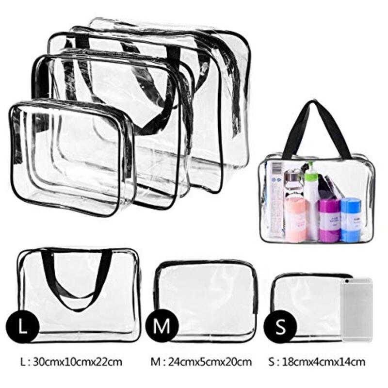 Vinyl Air Travel Toiletry Bags Bulk Water Resistant PVC Packing Cubes with Zipper Cosmetic Bag, Clear