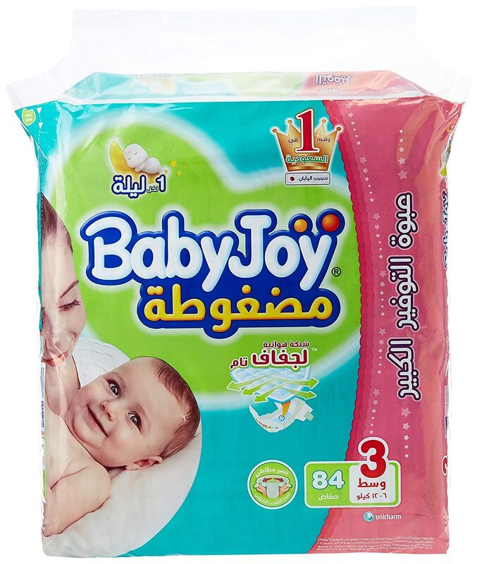 Baby Joy Diaper, Size 3, Medium, 6-12 Kg, 84 Count