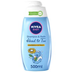 Nivea Baby Head to Toe Shampoo And Bath with Calendula Extract, 500ml, Blue