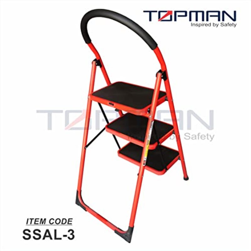 3 Step Folding Multifunction Step Ladder, Red