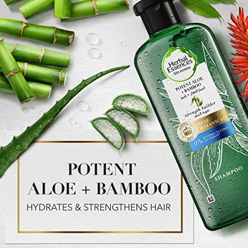 Herbal Essences Sulfate Free Potent Aloe + Bamboo Dry Hair And Frizzy Hair Shampoo & Conditioner, 400ml