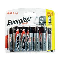 Energizer 1.5V Max AA Alkaline Batteries, 12 Pieces, E91BP12, Black/Silver