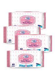 Cool & Cool Baby Wipes, 4 x 40 Pieces, White