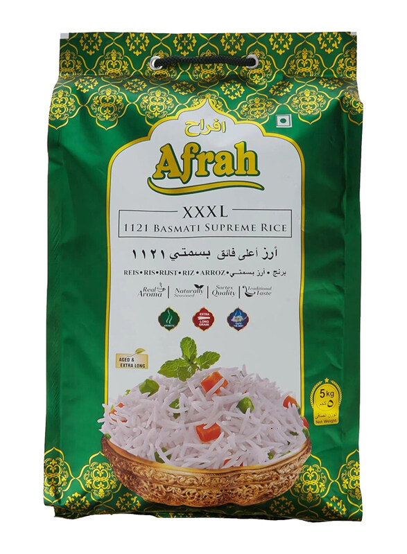 

Afrah 1121 XXXL Supreme Basmati Rice, 5KG