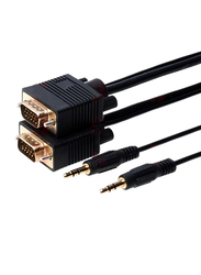 15-Meter Premium VGA Display Cord, VGA Audio Cable to VGA Audio Cable, Black