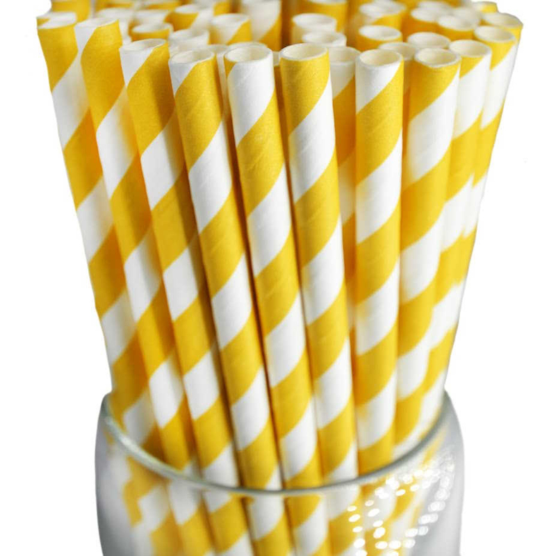 Detab 197mm 250 Pieces Paper Straw, Yellow