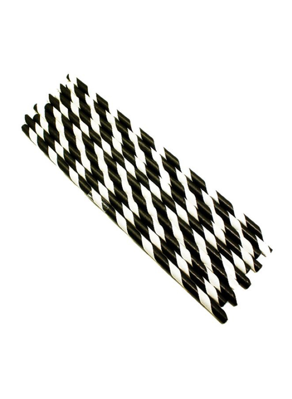 Detab 197mm 250 Pieces Paper Straw, Black/White