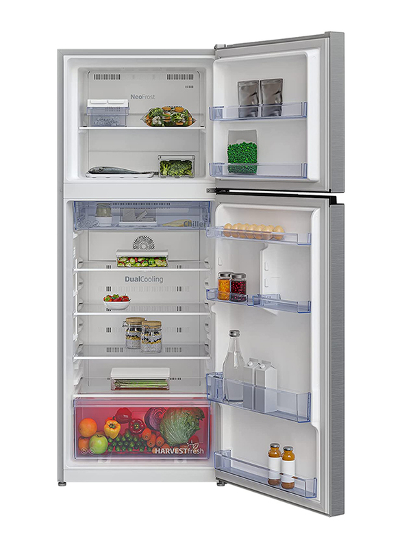 Beko 409L Double Door Upright Freezer, RDNT401XS, Brushed Silver