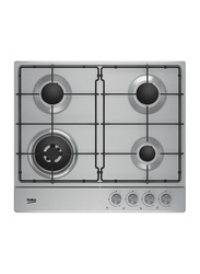 Beko 4 Burner 7800W Built-In Gas Hob, HIAW64223SXL, Stainless Steel Inox Grey