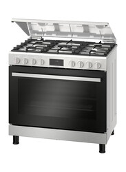 Bosch 125L 5 Gas Burner Free Standing Stainless Steel Cooker, HGX5H0W50M, Black/Silver