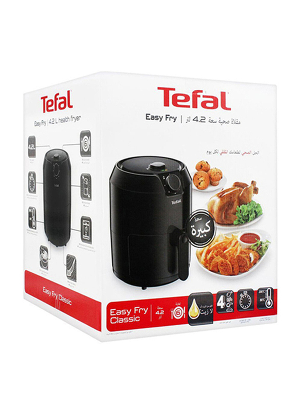 Tefal 4.2L Easy Fry Classique Plastic Oil-Less Large Air Fryer, EY201827, Black