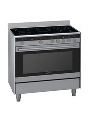 Siemens Free Standing 5 Ceramic Top Electric Burner Stainless Steel Cooker with Oven, HY738357M, Silver/Black