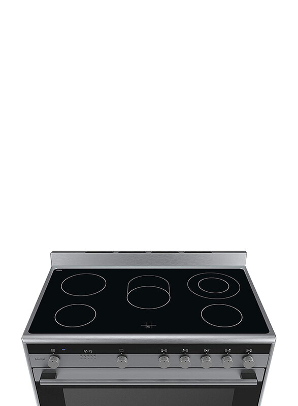 Siemens Free Standing 5 Ceramic Top Electric Burner Stainless Steel Cooker with Oven, HY738357M, Silver/Black