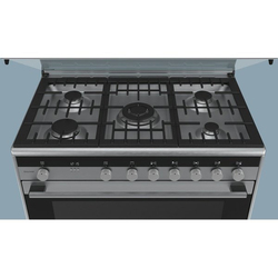 Siemens Freestanding 5 Burner Gas Cooker, HG73G8357M, Silver