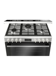 Bosch 125L 5 Gas Burner Free Standing Stainless Steel Cooker, HGX5H0W50M, Black/Silver