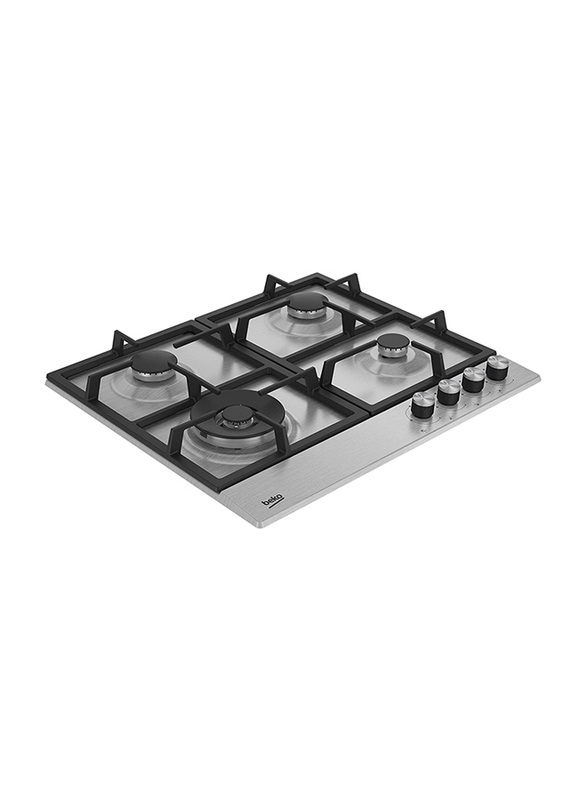 Beko 4 Gas Burner Built-in Stainless Steel Gas Hob, HIAW64225SXL, Silver/Black