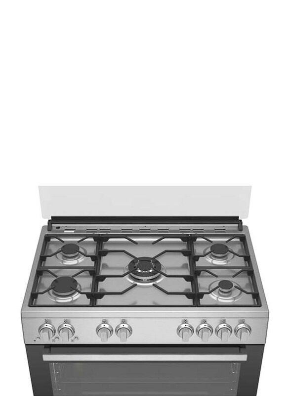 Beko Freestanding 5 Burner Gas Cooker with Grill Oven and Fan, GGR15125FXNS, Inox Grey