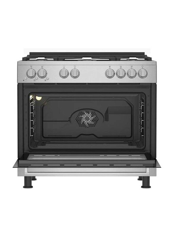 Beko Freestanding 5 Burner Gas Cooker with Grill Oven and Fan, GGR15125FXNS, Inox Grey