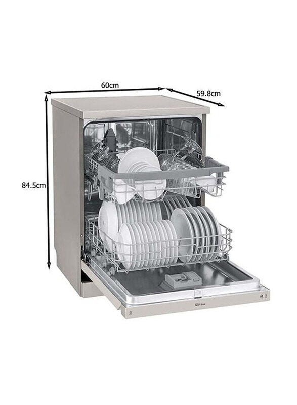 LG Quad Wash 14 Place Settings Dishwasher, 1600W, DFB512FP, Grey