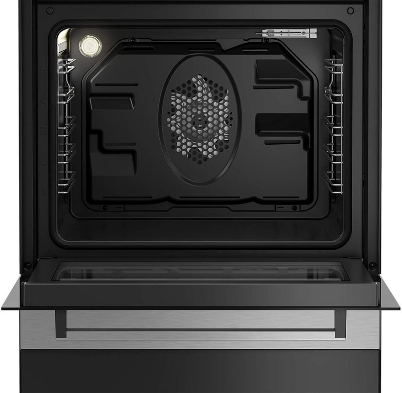 Beko Freestanding 4 Burner Ceramic Digital Timer Electric Cooker with Oven, FSM67320GXS, Stainless Steel Black