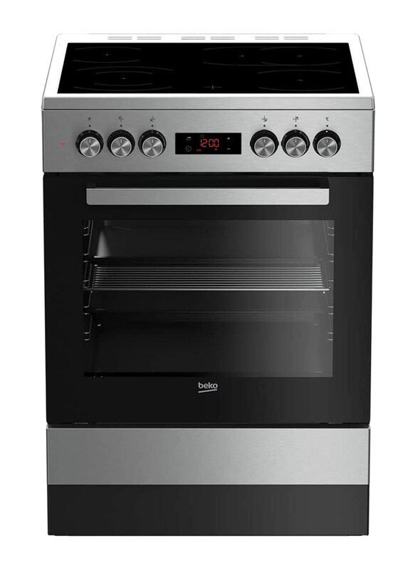 

Beko Freestanding 4 Burner Ceramic Digital Timer Electric Cooker with Oven, FSM67320GXS, Stainless Steel Black