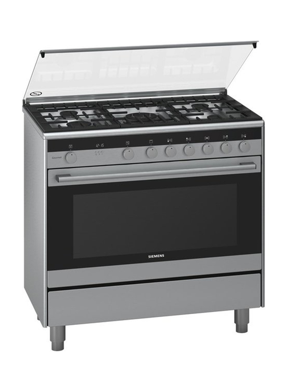 Siemens Freestanding 5 Burner Gas Cooker, HG73G8357M, Silver