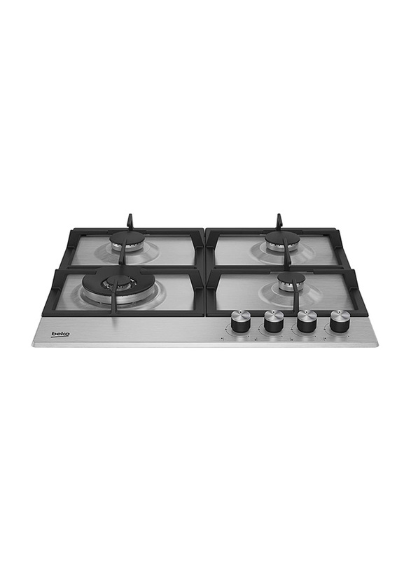 Beko 4 Gas Burner Built-in Stainless Steel Gas Hob, HIAW64225SXL, Silver/Black