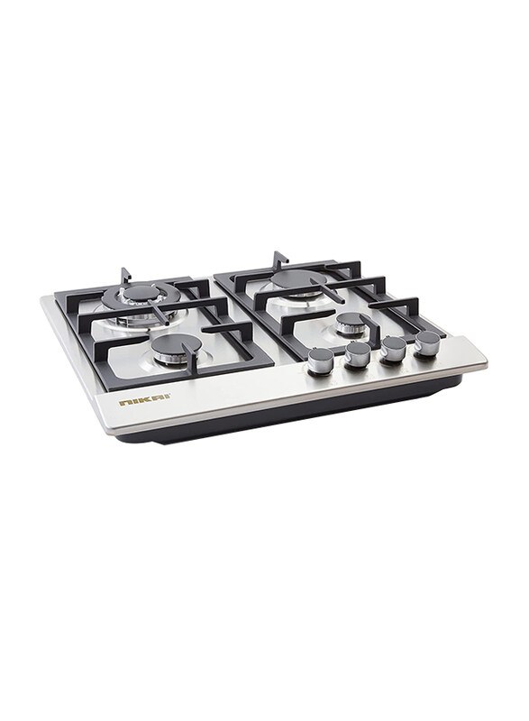 

Nikai 4 Gas Burner Built-in Stainless Steel Gas Hob with Auto Ignition, NGH3005N, Silver