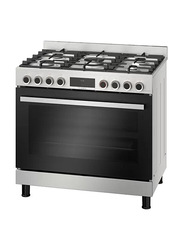 Bosch 125L 5 Gas Burner Free Standing Stainless Steel Cooker, HIZ5G7W50M, Black/Silver