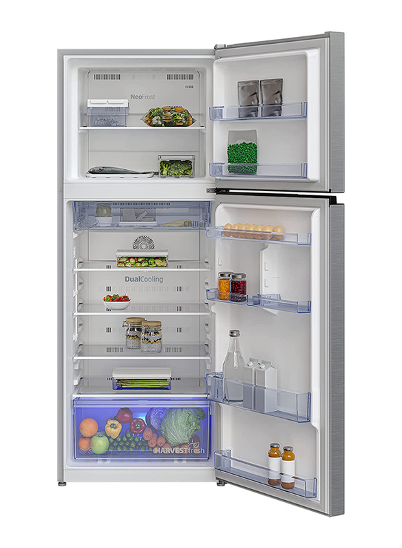 Beko 409L Double Door Upright Freezer, RDNT401XS, Brushed Silver