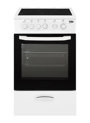 Beko Free Standing 3 Ceramic Top Electric Burner Stainless Steel Cooker, 206W, CSS48100GW, White