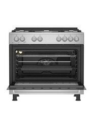 Beko Freestanding 5 Burner Gas Cooker with Grill Oven and Fan, GGR15125FXNS, Inox Grey