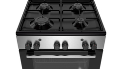 Bosch 71L 4 Gas Burner Free Standing Stainless Steel Cooker, HGA120B51M, Black/Silver