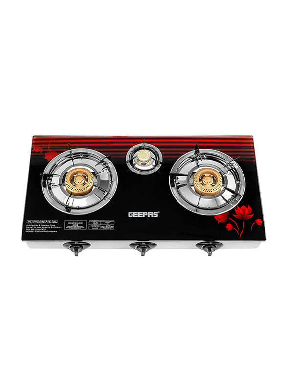 

Geepas 3-Burner Gas Cook Stove, GGC31012, Red/Black