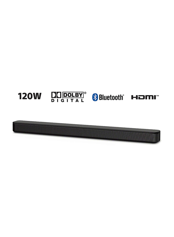 Sony 2.0 Channel Single Soundbar with Bluetooth, Bass Reflex Speaker S Force Surround, HTS100, Black