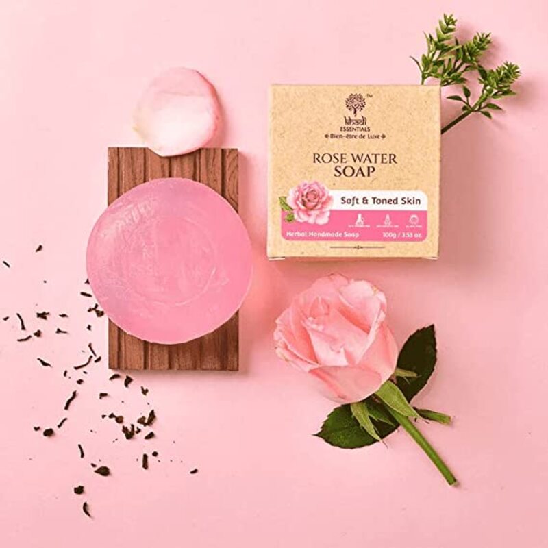 Khadi Essentials Rose Water Soap For Soft And Toned Skin, 100gm (Pack of 3)