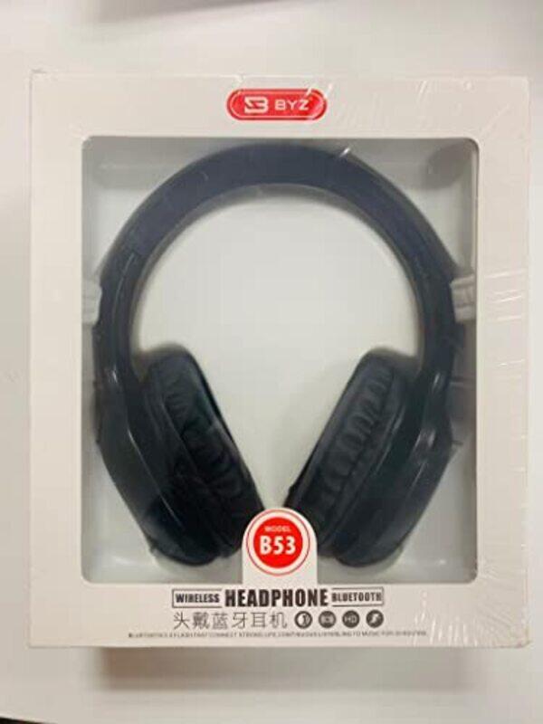 

BYZ B53 Wireless Over-Ear Headphones with Mic, Black